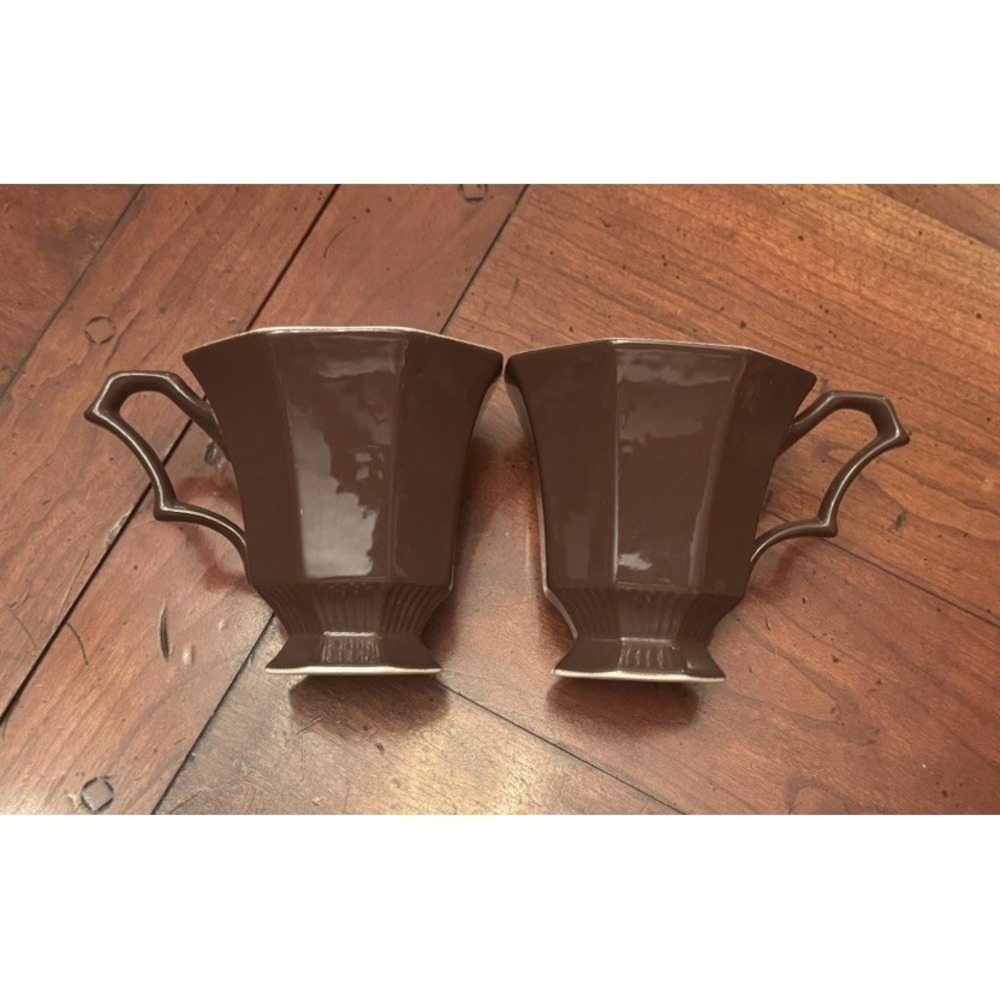 MCM‎ Vintage Independence Ironstone Set Of 2 Tea Cups Brown made in Japan